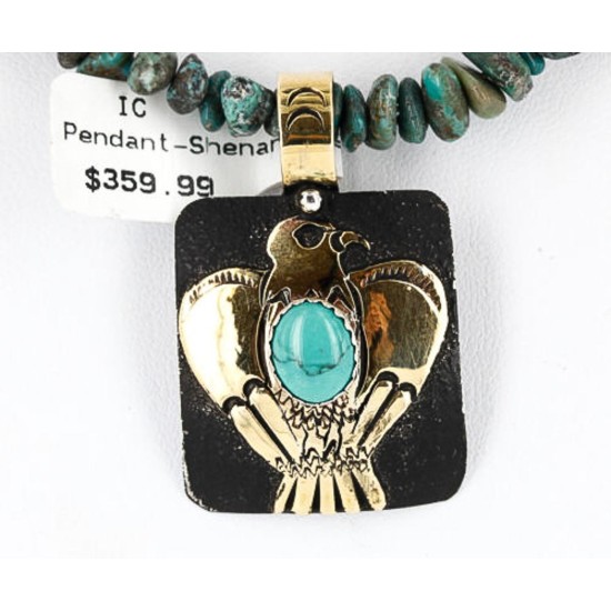 12kt Gold Filled and .925 Sterling Silver Handmade Eagle Certified Authentic Navajo Turquoise Native American Necklace 390841254641