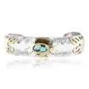 12kt Gold Filled and .925 Sterling Silver Handmade Eagle Head Certified Authentic Navajo Turquoise Native American Bracelet 371000092101