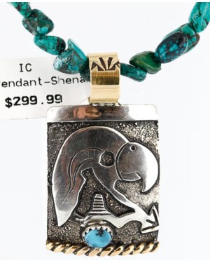12kt Gold Filled and .925 Sterling Silver Handmade Eagle HEAD Certified Authentic Navajo Turquoise Native American Necklace 390769029117