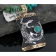 12kt Gold Filled and .925 Sterling Silver Handmade Gecko Certified Authentic Navajo Turquoise Native American Necklace 370895720990