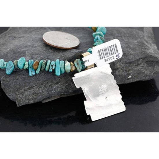 12kt Gold Filled and .925 Sterling Silver Handmade Gecko Certified Authentic Navajo Turquoise Native American Necklace 370985284595