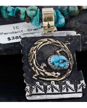 12kt Gold Filled and .925 Sterling Silver Handmade Gecko Certified Authentic Navajo Turquoise Native American Necklace 370985284595