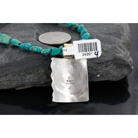 12kt Gold Filled and .925 Sterling Silver Handmade Gecko Certified Authentic Navajo Turquoise Native American Necklace 370990786763