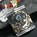 12kt Gold Filled and .925 Sterling Silver Handmade Gecko Navajo Turquoise Native American Necklace 390661323271