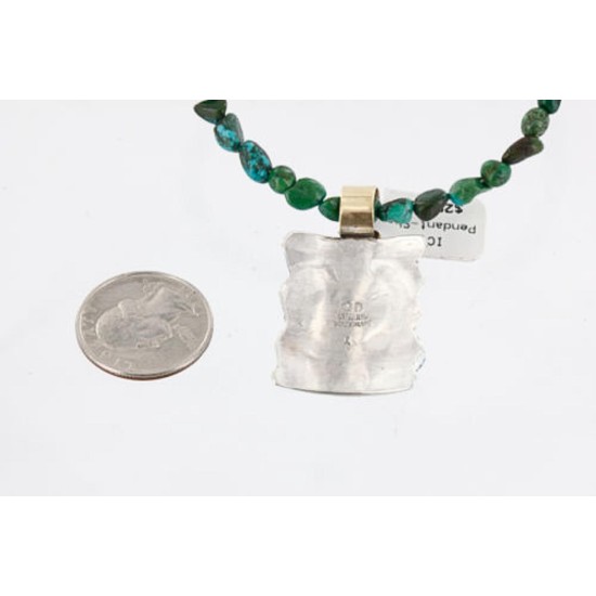 12kt Gold Filled and .925 Sterling Silver Handmade Gecko Certified Authentic Navajo Turquoise Native American Necklace 390759917896