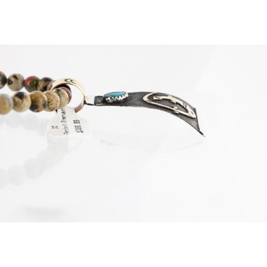 12kt Gold Filled and .925 Sterling Silver Handmade Gecko Certified Authentic Navajo Turquoise Native American Necklace 390820845175