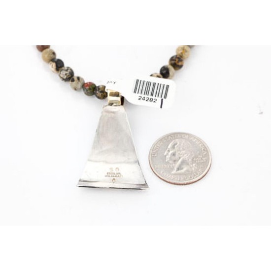 12kt Gold Filled and .925 Sterling Silver Handmade Gecko Certified Authentic Navajo Turquoise Native American Necklace 390820845175