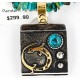 12kt Gold Filled and .925 Sterling Silver Handmade Gecko Certified Authentic Navajo Turquoise Native American Necklace 390824625467