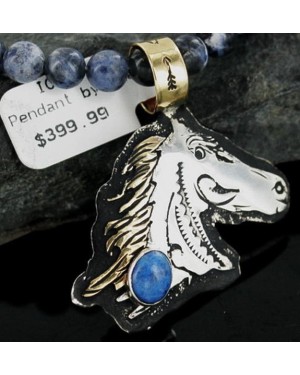 12kt Gold Filled and .925 Sterling Silver Handmade Horse Certified Authentic Navajo Turquoise .925 Sterling Silver Native American Necklace 370901208753