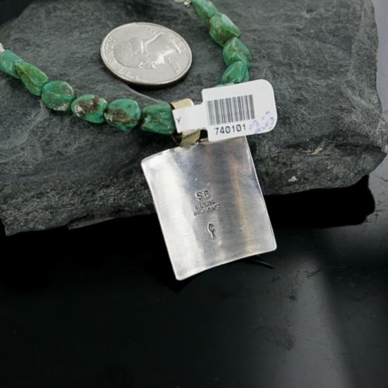 12kt Gold Filled and .925 Sterling Silver Handmade Horse Certified Authentic Navajo Turquoise Native American Necklace 370901920741