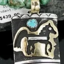12kt Gold Filled and .925 Sterling Silver Handmade Horse Navajo Turquoise Native American Necklace 370901920741