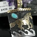 12kt Gold Filled and .925 Sterling Silver Handmade Horse Navajo Turquoise Native American Necklace 370905642241