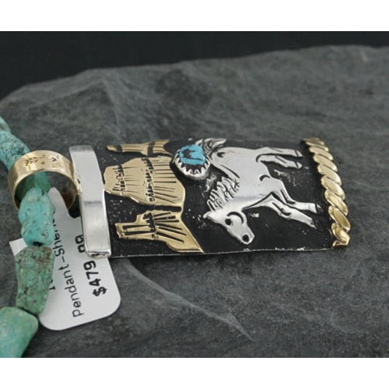 12kt Gold Filled and .925 Sterling Silver Handmade Horse Certified Authentic Navajo Turquoise Native American Necklace 370912388104