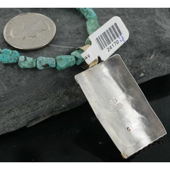 12kt Gold Filled and .925 Sterling Silver Handmade Horse Certified Authentic Navajo Turquoise Native American Necklace 370912388104