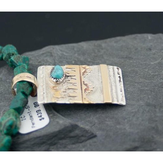 12kt Gold Filled and .925 Sterling Silver Handmade Horse Certified Authentic Navajo Turquoise Native American Necklace 370918925623