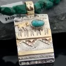 12kt Gold Filled and .925 Sterling Silver Handmade Horse Navajo Turquoise Native American Necklace 370918925623