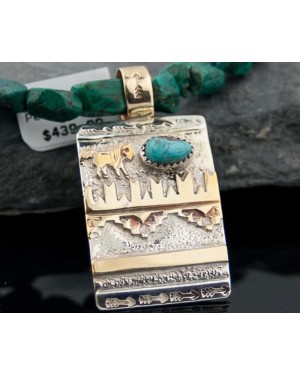 12kt Gold Filled and .925 Sterling Silver Handmade Horse Certified Authentic Navajo Turquoise Native American Necklace 370918925623