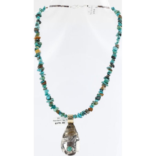 12kt Gold Filled and .925 Sterling Silver Handmade Horse Certified Authentic Navajo Turquoise Native American Necklace 371003507799