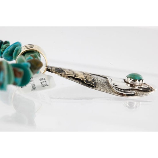 12kt Gold Filled and .925 Sterling Silver Handmade Horse Certified Authentic Navajo Turquoise Native American Necklace 371003507799