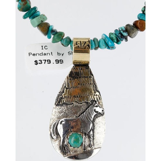 12kt Gold Filled and .925 Sterling Silver Handmade Horse Certified Authentic Navajo Turquoise Native American Necklace 371003507799