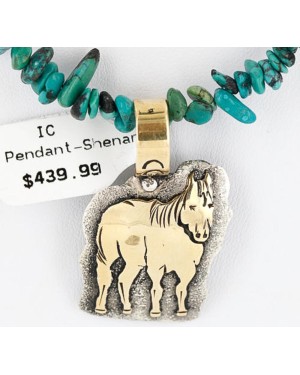 12kt Gold Filled and .925 Sterling Silver Handmade Horse Certified Authentic Navajo Turquoise Native American Necklace 371037369123