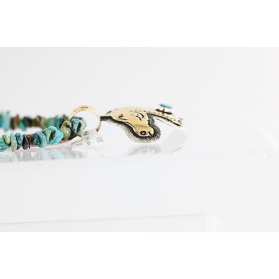 12kt Gold Filled and .925 Sterling Silver HANDMADE Horse Certified Authentic Navajo Turquoise Native American Necklace 371102461522