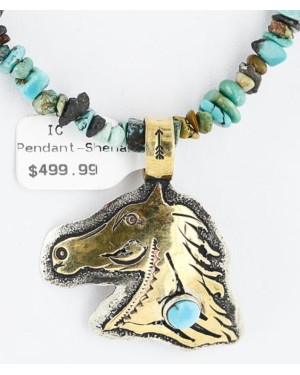 12kt Gold Filled and .925 Sterling Silver HANDMADE Horse Certified Authentic Navajo Turquoise Native American Necklace 371102461522