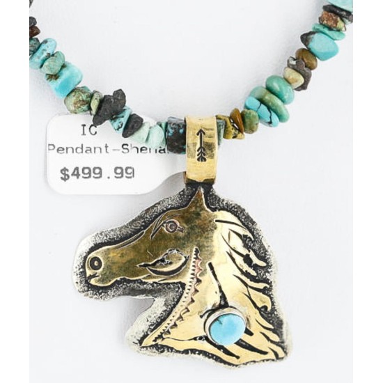 12kt Gold Filled and .925 Sterling Silver HANDMADE Horse Certified Authentic Navajo Turquoise Native American Necklace 371102461522