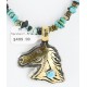 12kt Gold Filled and .925 Sterling Silver HANDMADE Horse Certified Authentic Navajo Turquoise Native American Necklace 371102461522