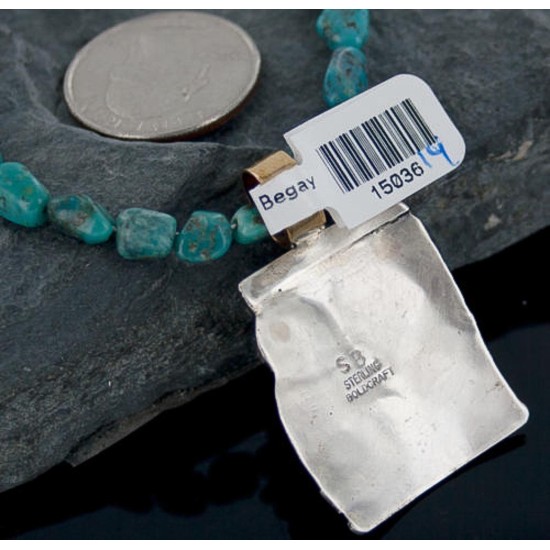 12kt Gold Filled and .925 Sterling Silver Handmade Horse Certified Authentic Navajo Turquoise Native American Necklace 390652755233