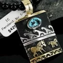 12kt Gold Filled and .925 Sterling Silver Handmade Horse Navajo Turquoise Native American Necklace 390661816633