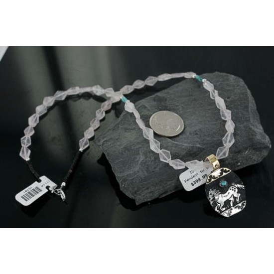 12kt Gold Filled and .925 Sterling Silver Handmade Horse Certified Authentic Navajo Turquoise Native American Necklace 390671110719