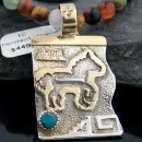12kt Gold Filled and .925 Sterling Silver Handmade Horse Navajo Turquoise Native American Necklace 390678174513