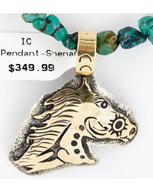 12kt Gold Filled and .925 Sterling Silver Handmade Horse Certified Authentic Navajo Turquoise Native American Necklace 390788953079