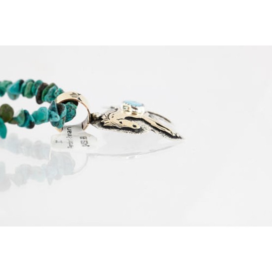 12kt Gold Filled and .925 Sterling Silver Handmade Horse Certified Authentic Navajo Turquoise Native American Necklace 390805211241