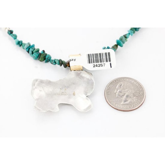 12kt Gold Filled and .925 Sterling Silver Handmade Horse Certified Authentic Navajo Turquoise Native American Necklace 390805211241