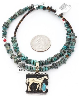 12kt Gold Filled and .925 Sterling Silver Handmade Horse Certified Authentic Navajo Turquoise Native American Necklace 390824934155