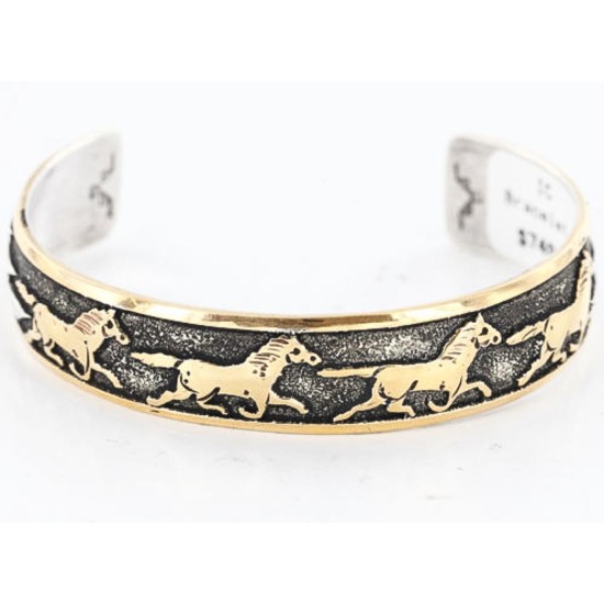 12kt Gold Filled and .925 Sterling Silver Handmade Horse Certified Authentic Shennen Navajo Native American Bracelet 390817561302