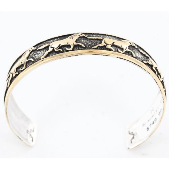 12kt Gold Filled and .925 Sterling Silver Handmade Horse Certified Authentic Shennen Navajo Native American Bracelet 390817561302