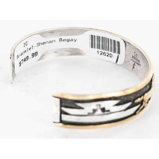 12kt Gold Filled and .925 Sterling Silver Handmade Horse Certified Authentic Shennen Navajo Native American Bracelet 390817561302