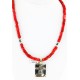 12kt Gold Filled and .925 Sterling Silver HANDMADE KACHINA Certified Authentic Navajo Turquoise and Coral Native American Necklace 371105091230