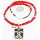 12kt Gold Filled and .925 Sterling Silver HANDMADE KACHINA Certified Authentic Navajo Turquoise and Coral Native American Necklace 371105091230