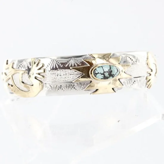 12kt Gold Filled and .925 Sterling Silver Handmade Kokopeli Navajo Turquoise Native American Bracelet 370999515772 12kt Gold Filled and .925 Sterling Silver Handmade Kokopeli Navajo Turquoise Native American Bracelet 370999515772