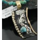 12kt Gold Filled and .925 Sterling Silver Handmade KOKOPELI Certified Authentic Navajo Turquoise Native American Necklace 370970755896