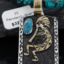 12kt Gold Filled and .925 Sterling Silver Handmade KOKOPELI Navajo Turquoise Native American Necklace 370980689029