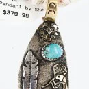 12kt Gold Filled and .925 Sterling Silver Handmade KOKOPELI Navajo Turquoise Native American Necklace 371004026048
