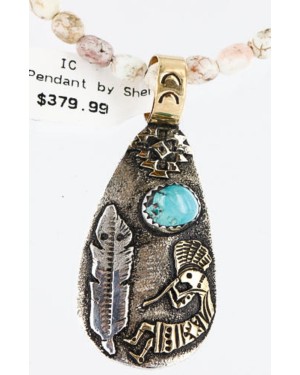 12kt Gold Filled and .925 Sterling Silver Handmade KOKOPELI Certified Authentic Navajo Turquoise Native American Necklace 371004026048