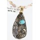 12kt Gold Filled and .925 Sterling Silver Handmade KOKOPELI Certified Authentic Navajo Turquoise Native American Necklace 371004026048