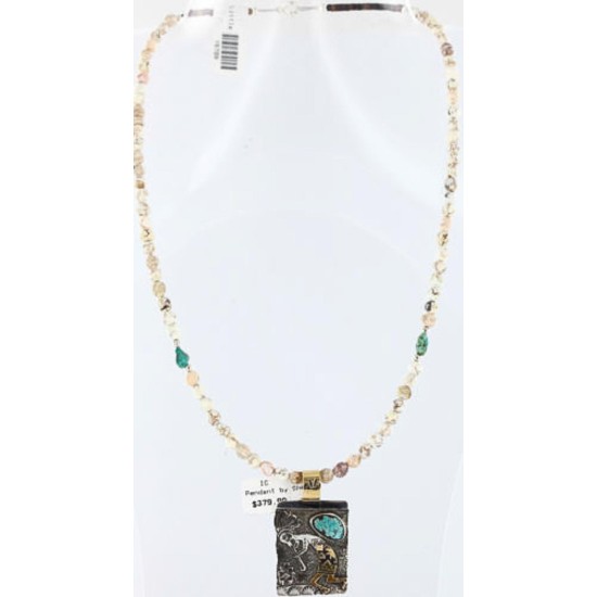 12kt Gold Filled and .925 Sterling Silver Handmade KOKOPELI Certified Authentic Navajo Turquoise Native American Necklace 371007373529
