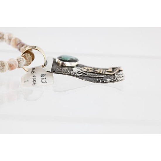 12kt Gold Filled and .925 Sterling Silver Handmade KOKOPELI Certified Authentic Navajo Turquoise Native American Necklace 371007373529